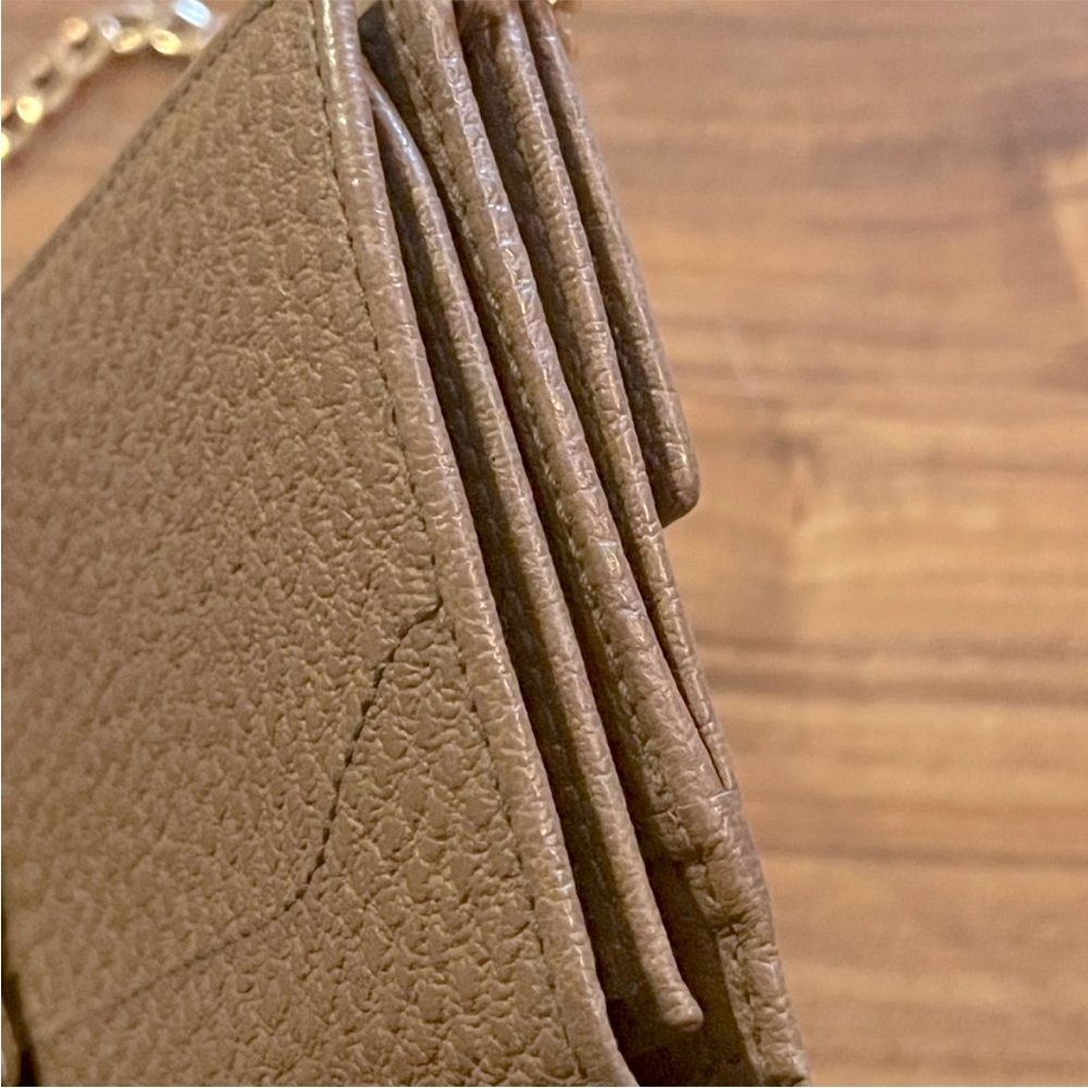 Authentic GUCCI Vintage Jackie Taupe Pebbled Leather Push Clasp Long Wallet WOC - Picture 7 of 10